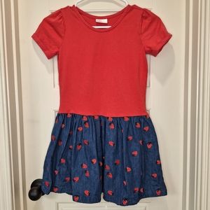 Hanna Andersson Strawberry Embroidered Dress 8 130 Red Blue